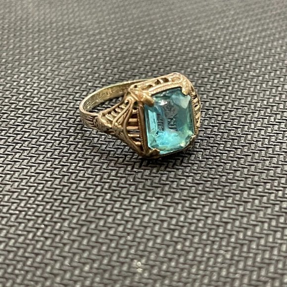 Aquamarine Antique Art Deco Ring